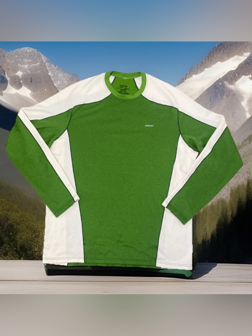 Patagonia Mens Capilene 3 Midweight Base Layer Crewneck Green/White 44421 Size L